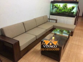 Bộ đệm ghế sofa gỗ L cho gia đình tại Nguyễn Phong Sắc