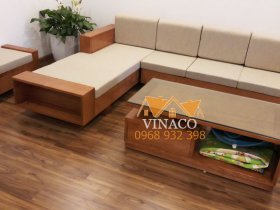 Bộ đệm ghế sofa gỗ L tại Liễu Giai, Ba Đình, Hà Nội