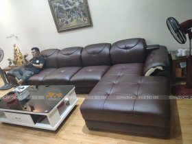 Bọc lại ghế sofa da thật ở toà MD Complex Hàm Nghi