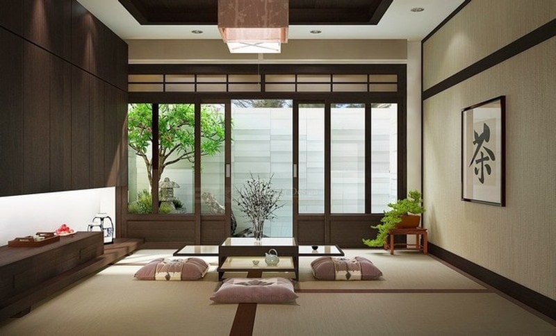 Thiết kế phòng khách theo phong cách Nhật Bản 