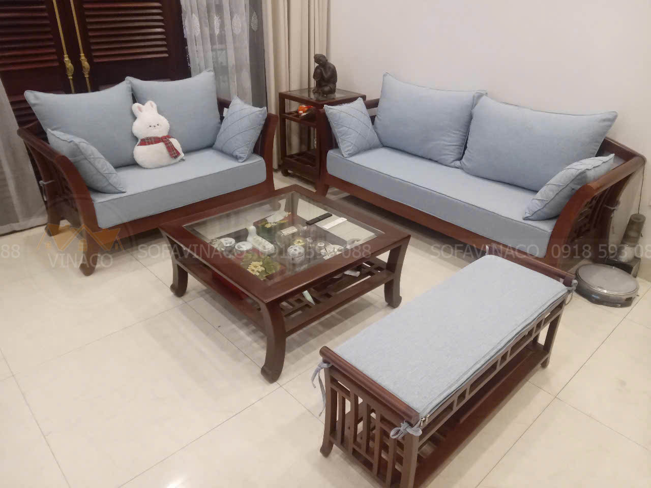 Đệm ghế gỗ grandbois bọc nỉ