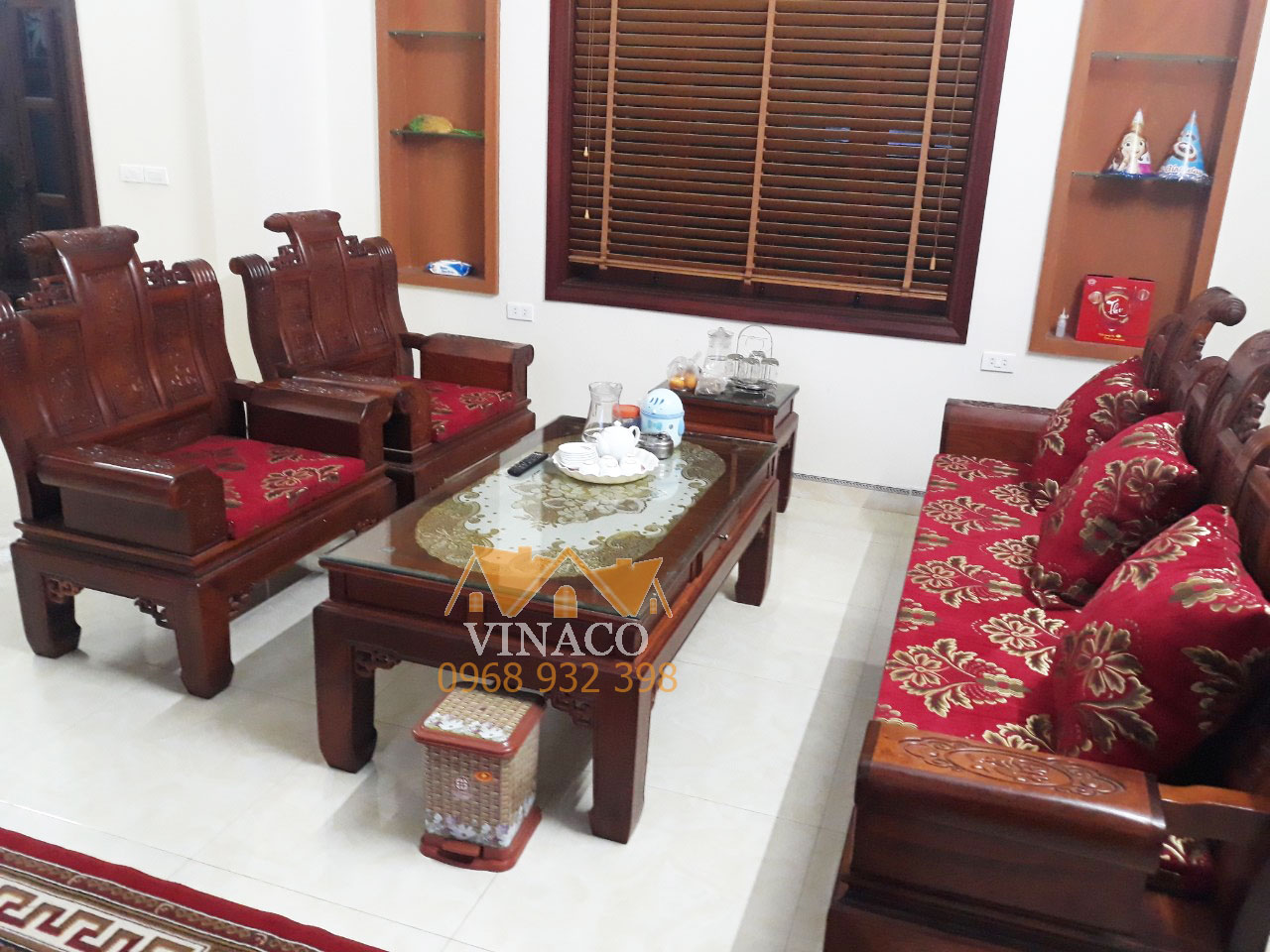 Bộ đệm ghế màu mận siêu đẹp cho ghế gỗ giả cổ tại Tân Bình 