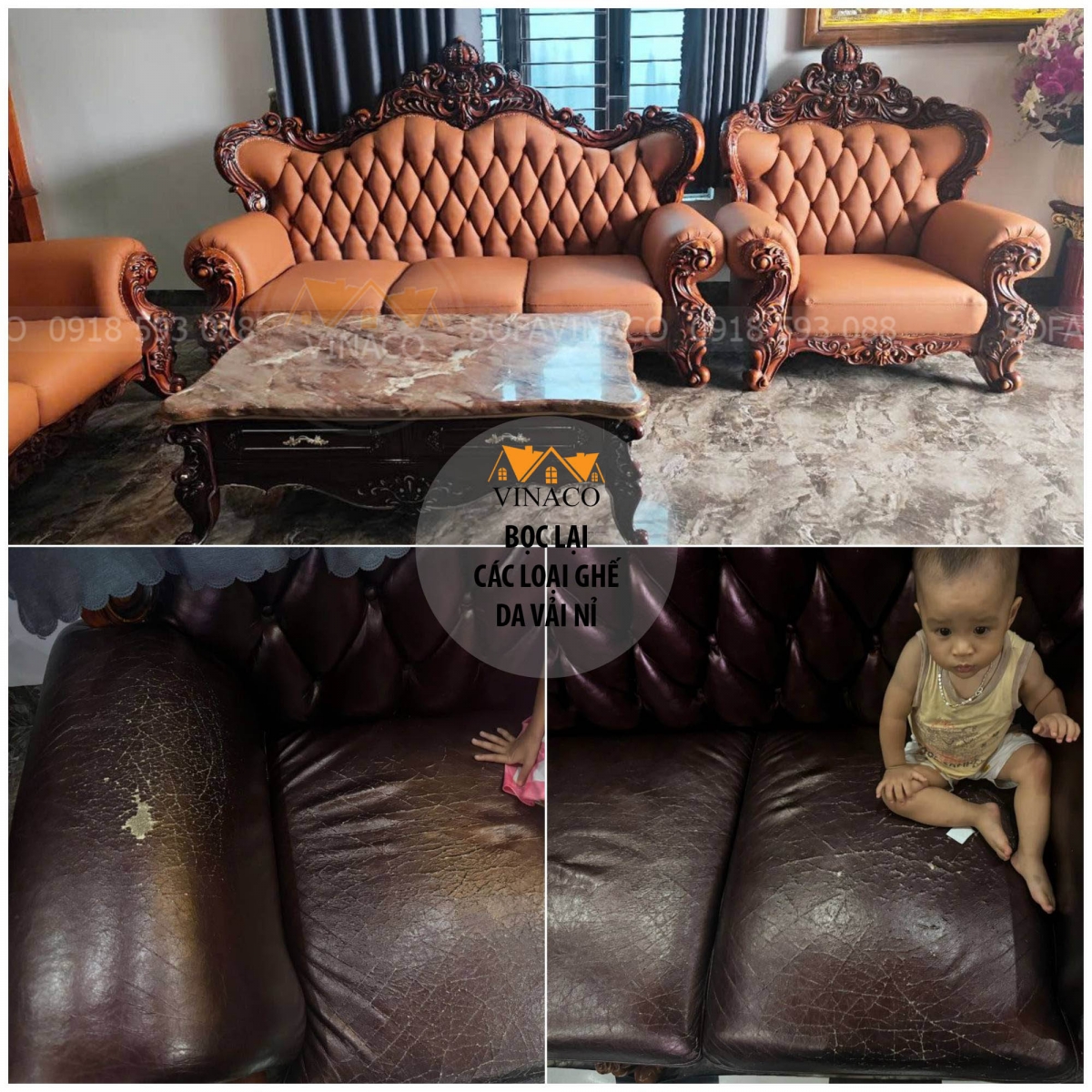 Bọc lại bộ ghế sofa tân cổ điển cho khách hàng tại thái nguyên