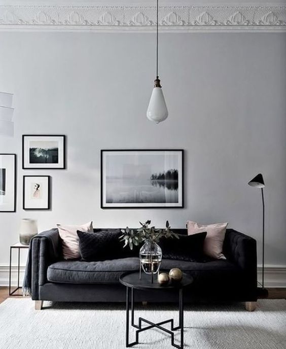 Cách trang trí phòng khách với bọc ghế sofa da màu đen Hà Nội