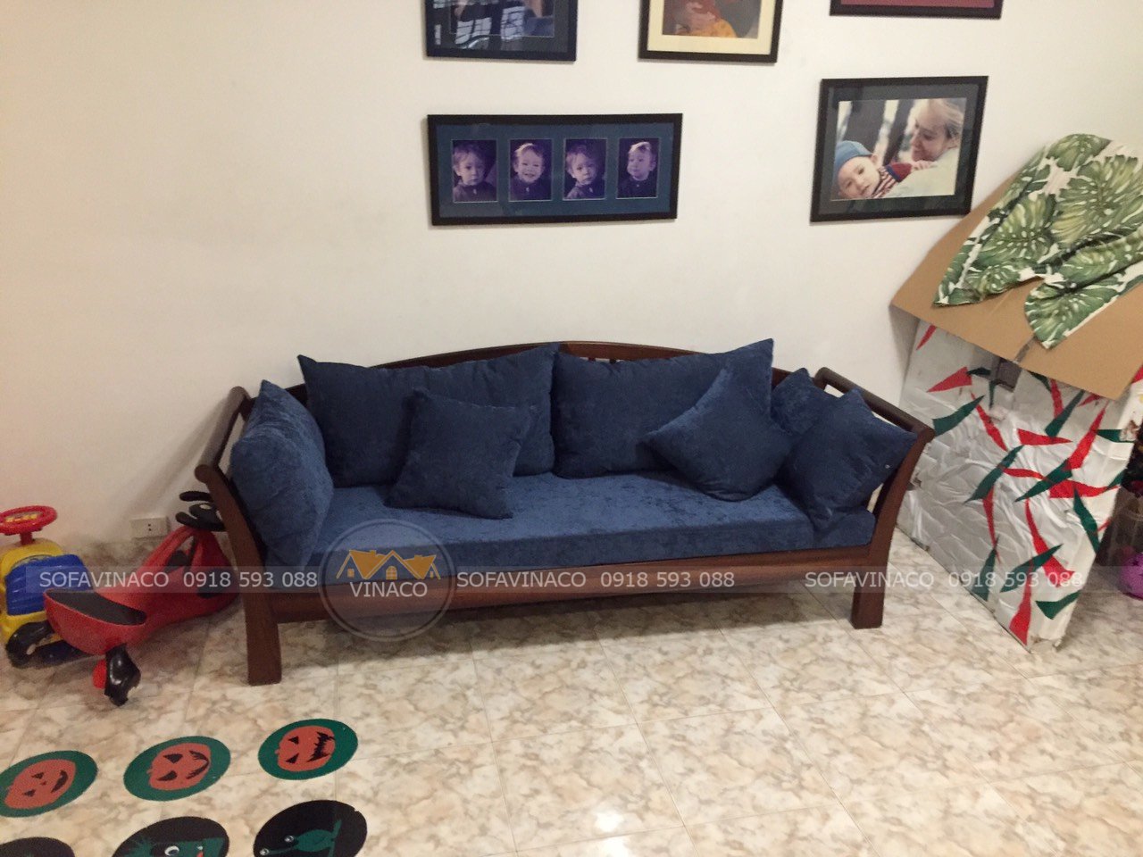 Bọc lại bố ghế sofa da siêu đẹp tại nhà khách hàng ở Quang Trung