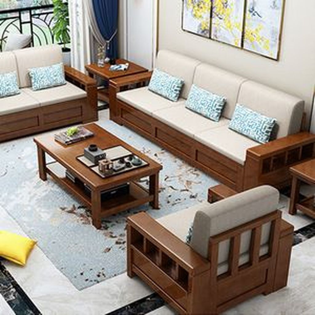 Đệm ghế sofa gỗ bọc vải nỉ