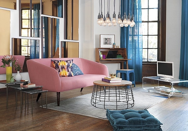Ghế sofa màu hồng cho phòng khách