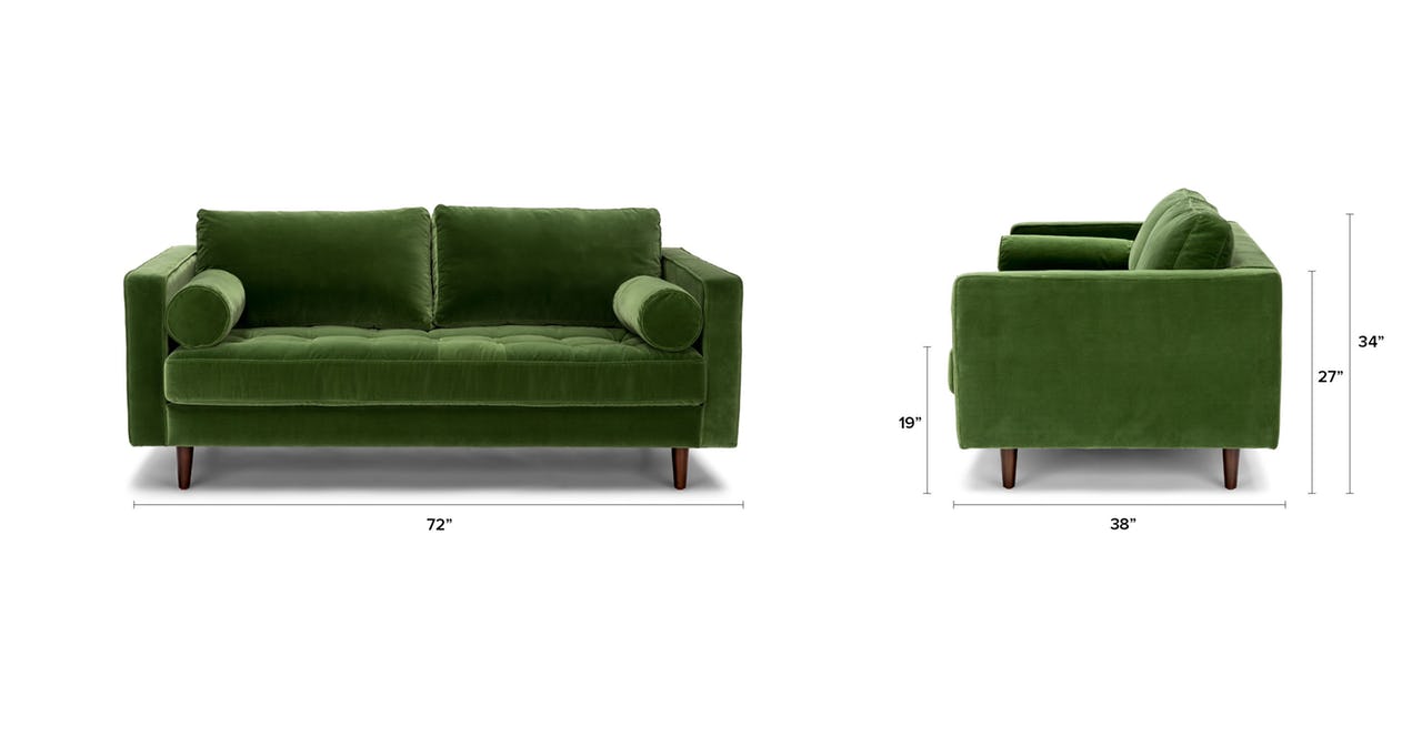 Sofa văng được bọc vỏ chất liệu nhung màu xanh
