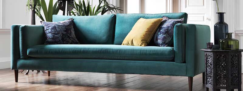 Sofa nhung màu xanh