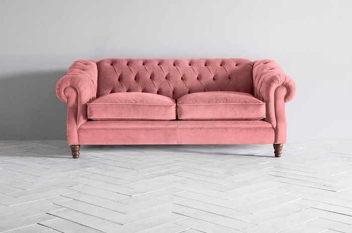 Ghế sofa nhung màu hồng