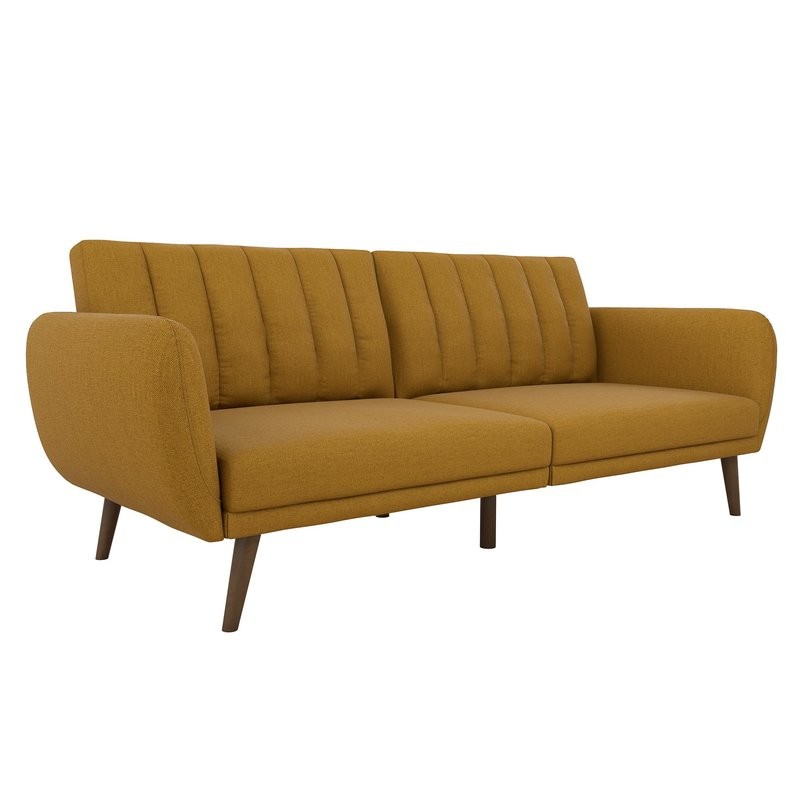 Sofa văng gam màu vàng kiểu tựa chia múi
