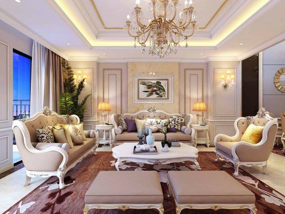 Thiết kế phòng khách theo phong cách Châu Âu cổ điển cực kỳ sang trọng và thời thượng