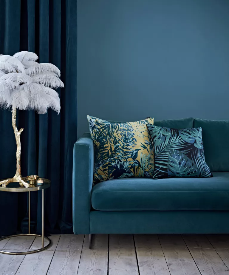 Ý tưởng phòng khách màu xanh lam – Cách trang trí với xanh lam nhạt và đậm
