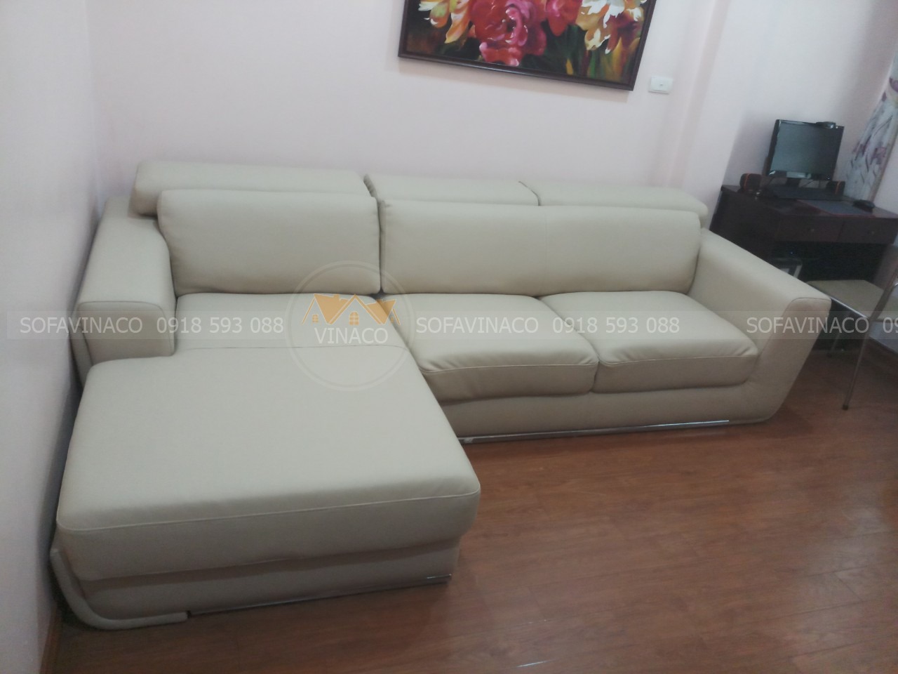Bọc ghế sofa da cũ bị rách + bẩn cho khách tại Trần Bình