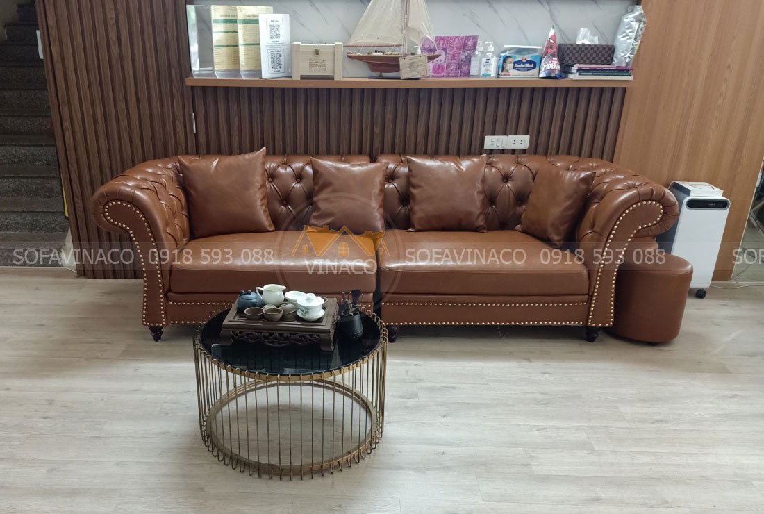 Bọc ghế sofa tân cổ điển sang da cho khách tại Hà Đông, Hà Nội