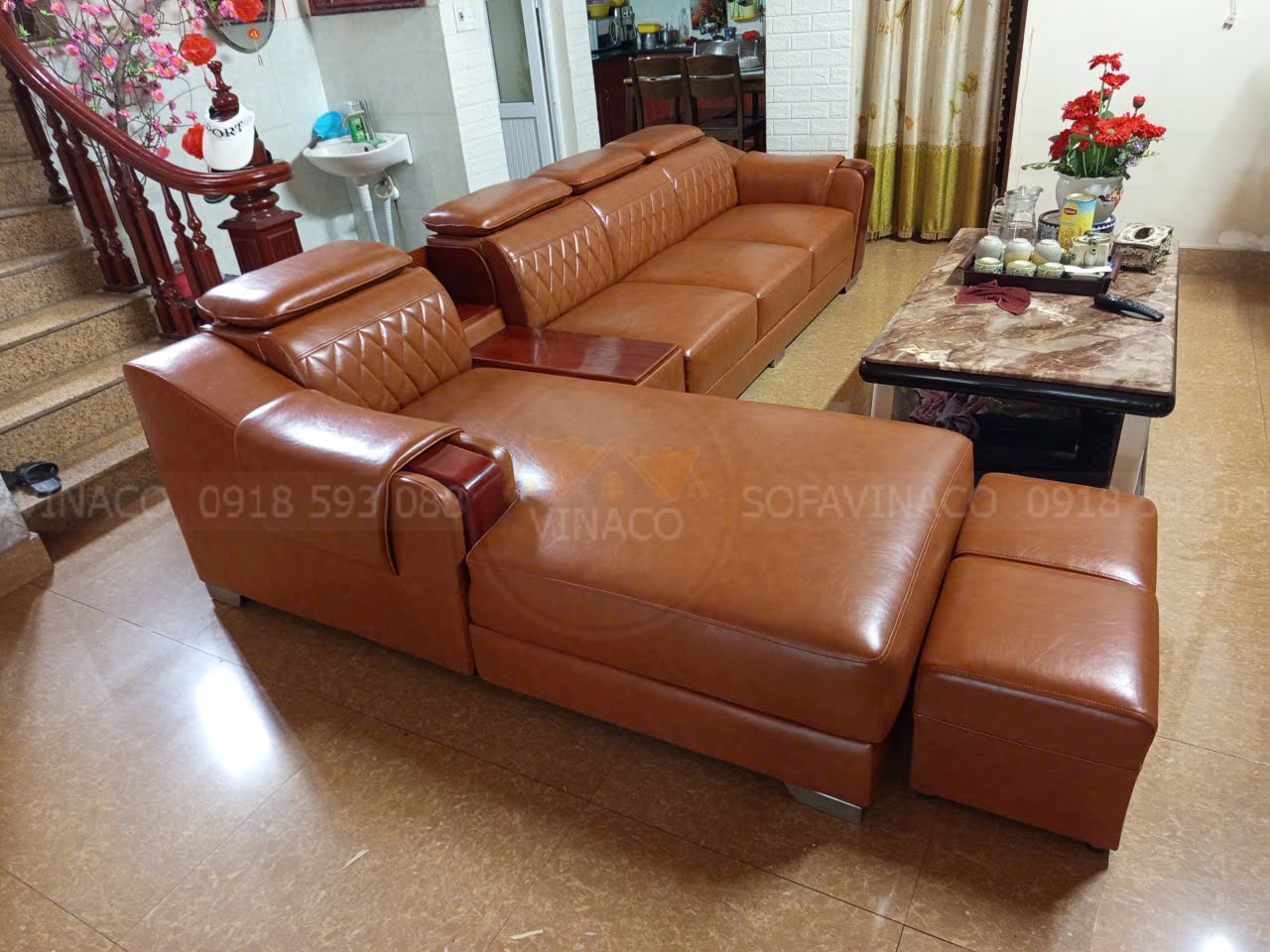 Bọc Lại Ghế Sofa Da P.Carola Cho Khách Tại Long Biên