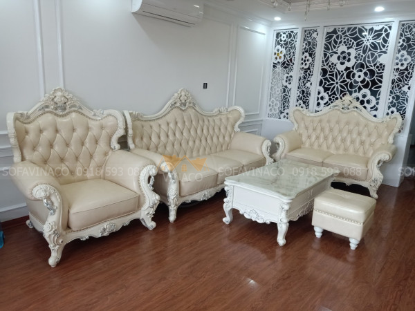 Bọc lại ghế sofa tân cổ điển cho chị Huyền tại Lê Văn Lương