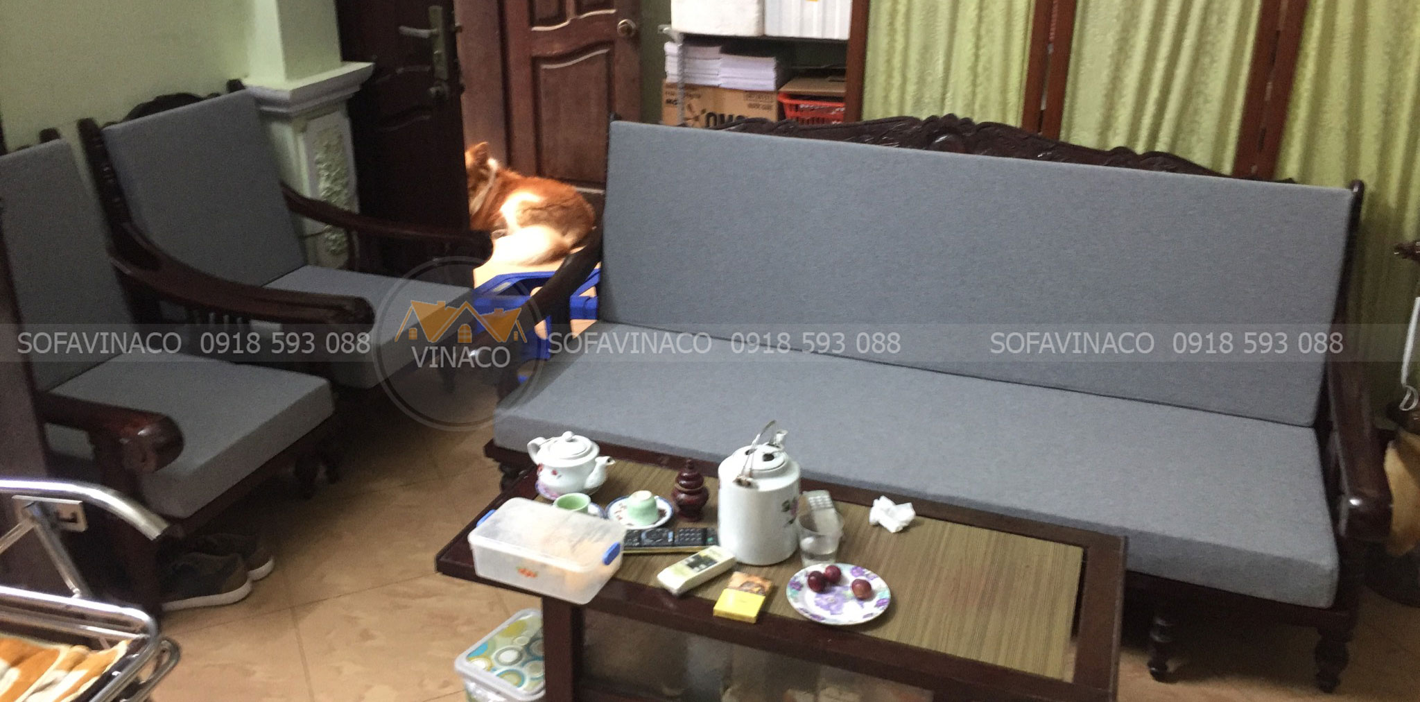 Đệm ghế gỗ lim cho khách tại Nguyễn xiển, Quận 9