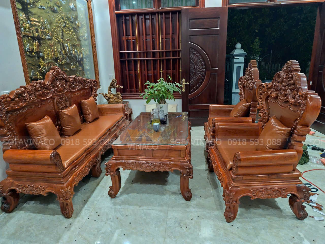 Hoàn thành bộ đệm ghế gỗ tại Mê Linh