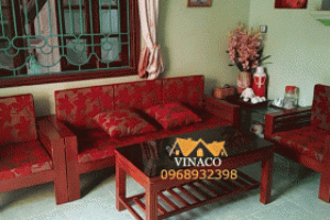 Làm đệm ghế sofa gỗ nhà anh Nghi ở quận Hoàng Mai