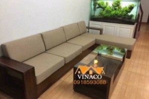 Bộ đệm ghế sofa gỗ L cho gia đình tại Nguyễn Phong Sắc