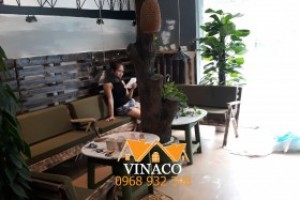Lắp đặt đệm ghế cho quán Cafe Nón Lá ở Mỗ Lao, Hà Đông