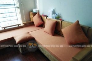 Bộ đệm ghế sofa góc màu cam nhạt tại Trường Chinh, quận Hoàn Kiếm