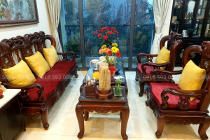 Bàn giao bộ đệm vải nhung cao cấp Marble cho khách tại Phú Diễn