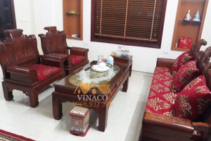 Bộ đệm ghế màu mận siêu đẹp cho ghế gỗ giả cổ tại Tân Bình
