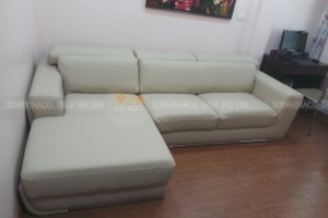 Bọc ghế sofa da cũ bị rách + bẩn cho khách tại Trần Bình
