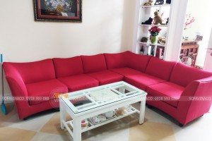 Bọc ghế sofa góc màu đỏ uy tín chất lượng tại Kim Mã, Hà Nội