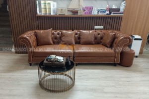 Bọc ghế sofa tân cổ điển sang da cho khách tại Hà Đông, Hà Nội