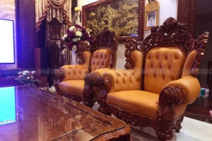 Bọc sofa da thật Ý 100% tân cổ điển tại Trần Kim Xuyến, Cầu Giấy