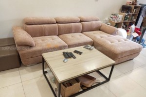 Hoàn thành bọc lại sofa từ da sang vải tại nhà của cô Kim – Nguyễn Cảnh Dị