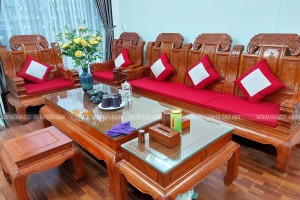Làm đệm ghế sofa gỗ cho bộ Tần Thuỷ Hoàng tại Hoàn Kiếm, Hà Nội