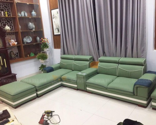 Bọc ghế sofa màu xanh rêu cho khách tại Đồng Nai
