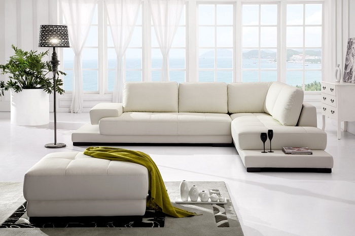 Sofa da màu trắng Lịch lãm, sang trọng và hiện đại